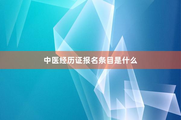 中医经历证报名条目是什么